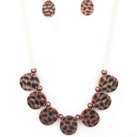 Paparazzi Jewelry Accessories - Turn Me Loose - Copper Necklace - Vintage - Picture 2 of 6